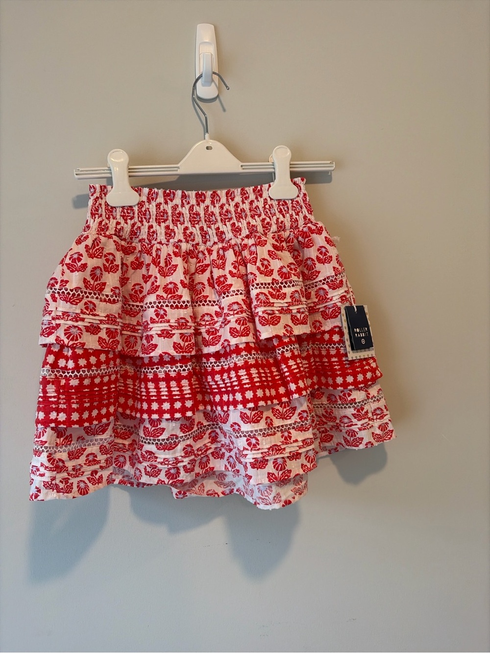 Roller Rabbit Red and White Tiered Mini Skirt